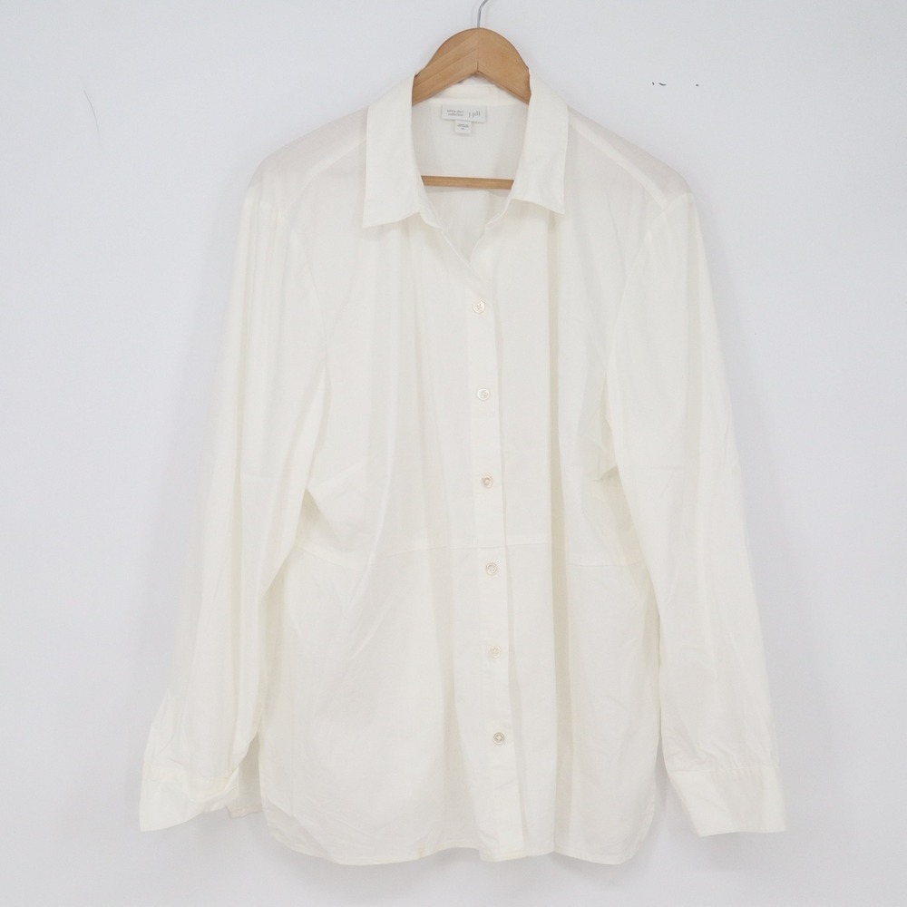 J. Jill Button-Down Womens XL White Shirt Collection Long Sleeve Stretch Good